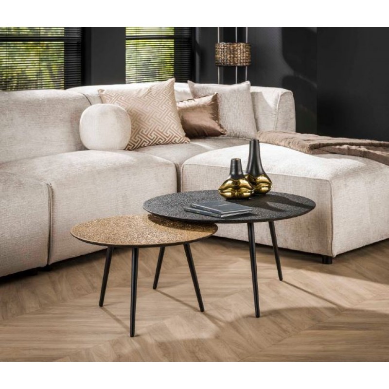 ZI Metallic Coffee Table Round Black Gold